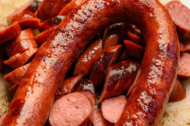 grilled sausage closeup